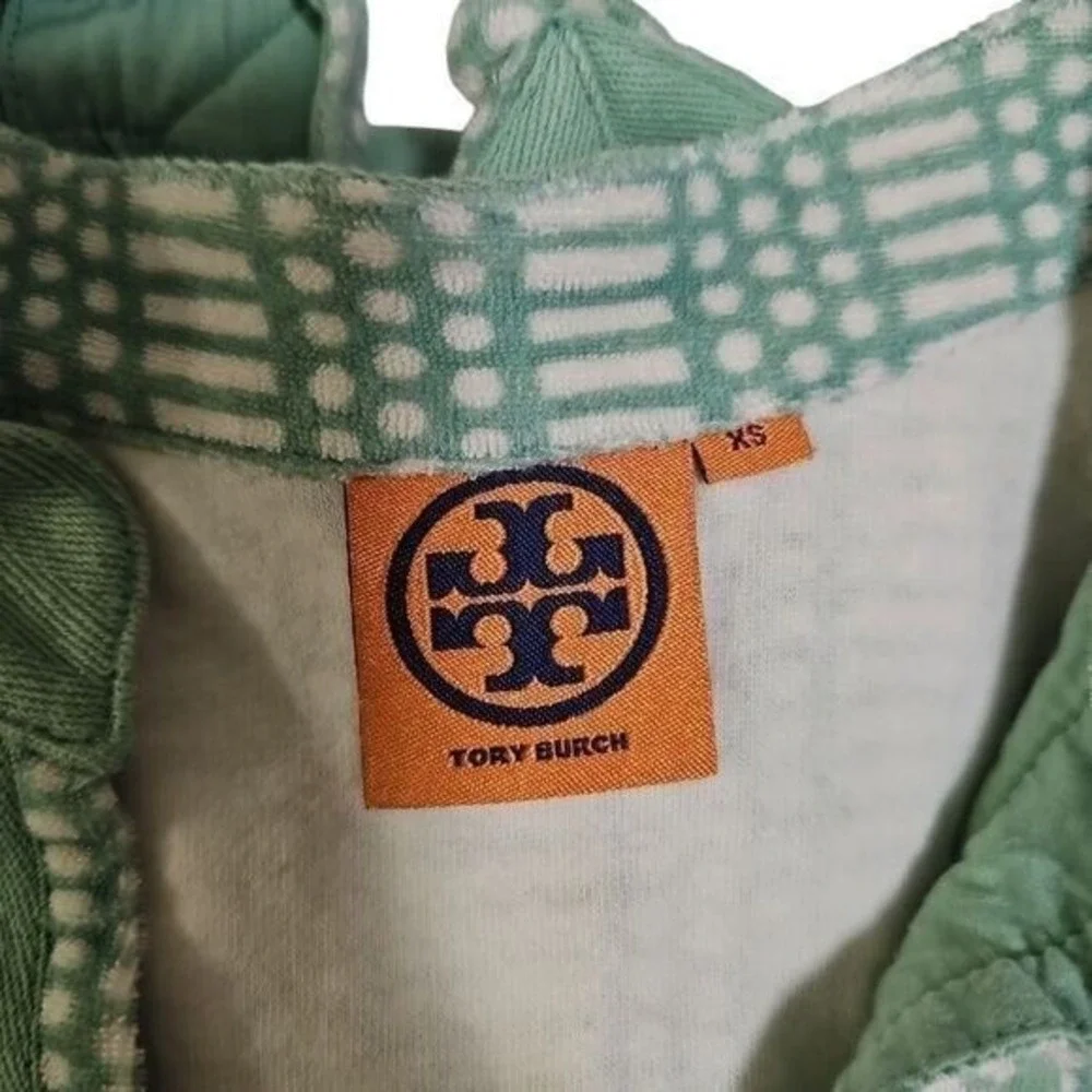 Tory Burch Mint Green Geometric Print Tunic Top 100% Cotton‎ Beach Cover Up XS